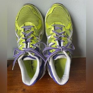 Asics Ladies Womens Lime Green and Purple Sneakers